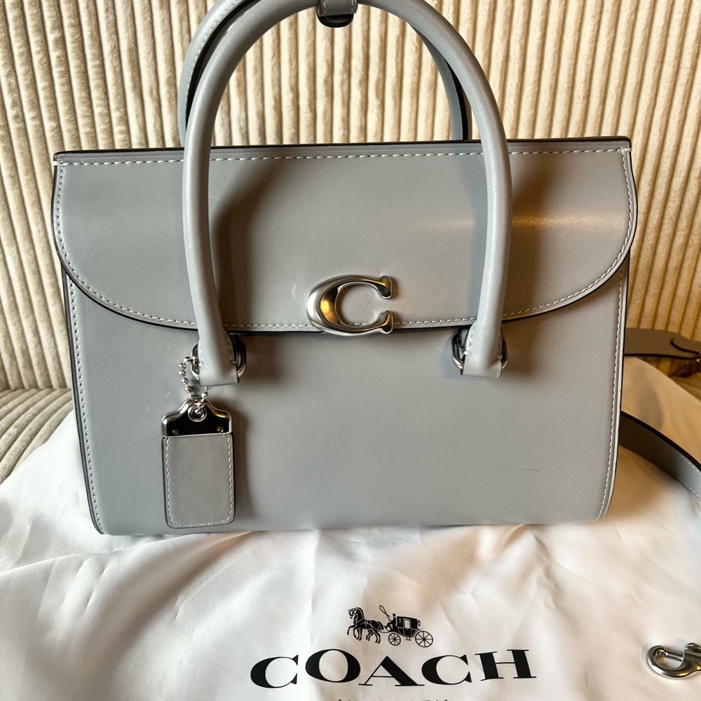 Powder Blue Coach Calf Leather Satchel